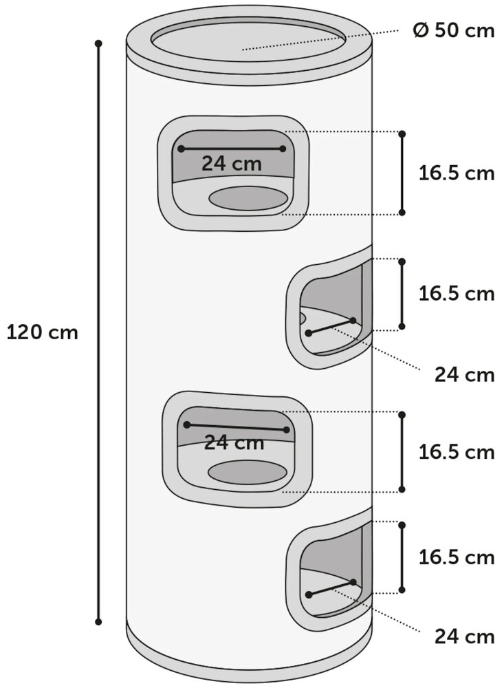 Krabton Enes L &ndash; Grijs Krabmeubel voor Katten