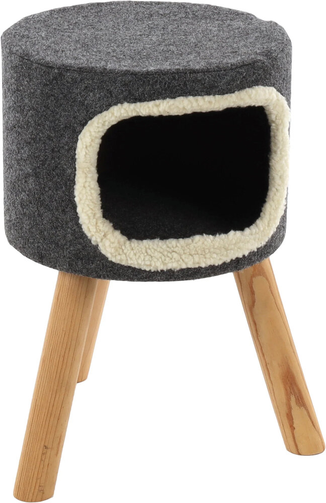 Krabmeubel Nordic &ndash; Grijs/Naturel/Wit Kattenhuis met Schuilplek