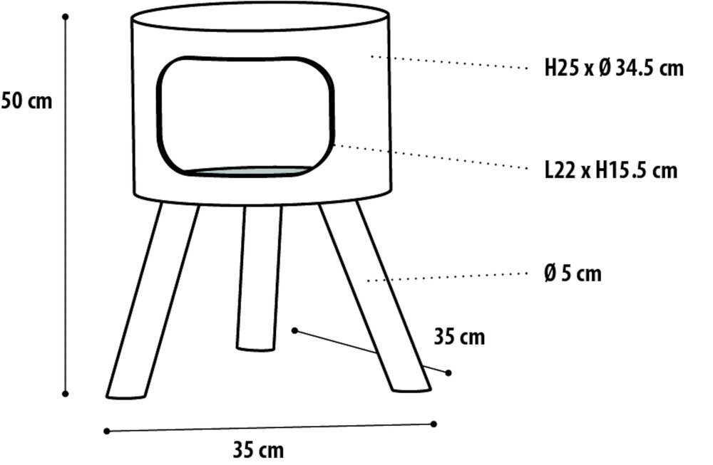 Krabmeubel Nordic &ndash; Grijs/Naturel/Wit Kattenhuis met Schuilplek