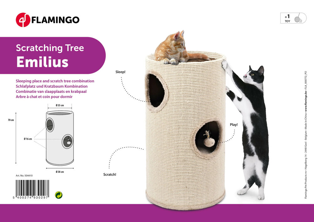 Krabton Emilius &ndash; Bruin/Beige Krabmeubel voor Katte