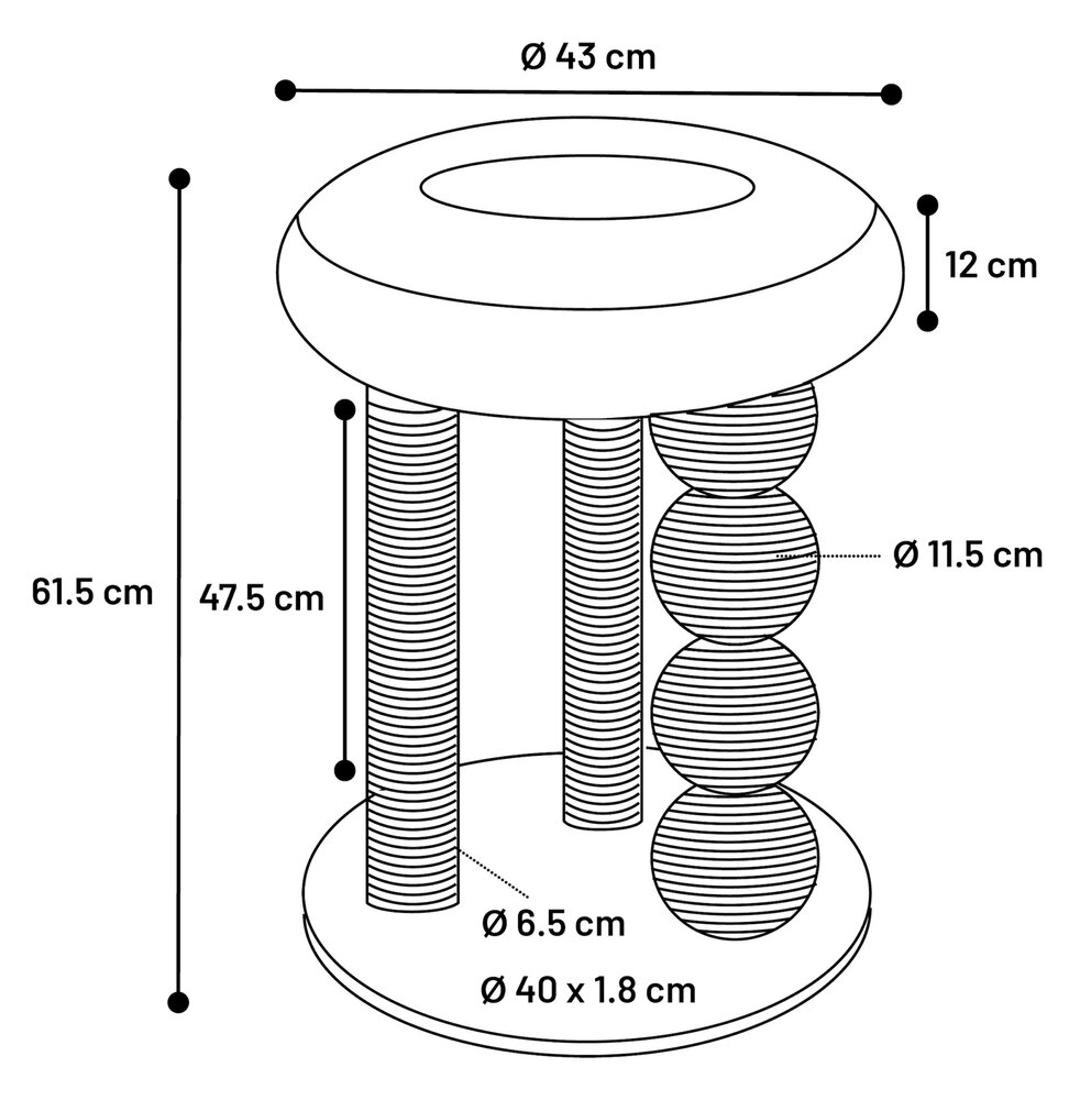 Krabpaal Duchess Grijs &amp; Wit