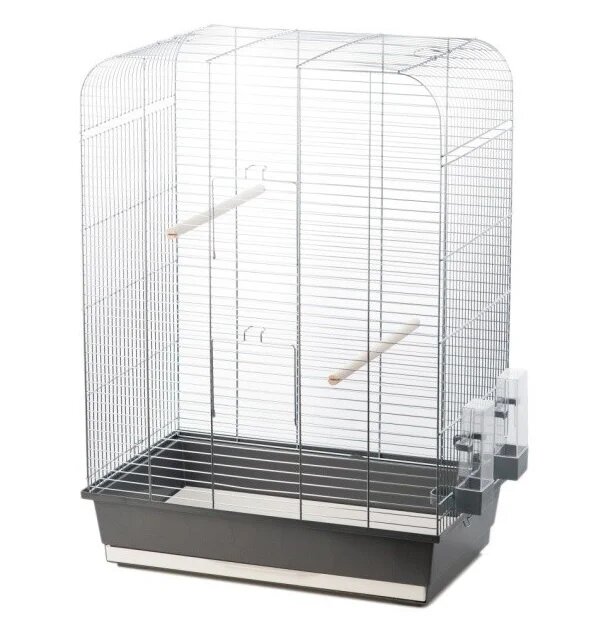 Vogelkooi Inter-Zoo Nina Grijs/Chroom &ndash; Parkietenkooi met chromen tralies 54x34x75 cm