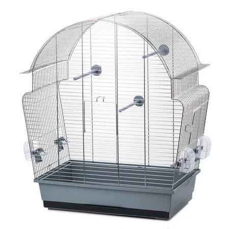 Vogelkooi Donna 3 Grijs/Chroom &ndash; Grote Binnenkooi voor Parkieten, Kanaries &amp; Agaporniden 60x40x71 cm