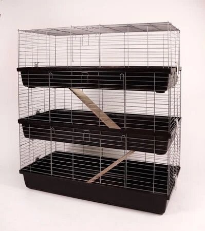 Konijnenkooi Skyline Rabbit 120 Triple Antraciet &ndash; Ruime Konijnen- &amp; Caviakooi met 3 Verdiepingen 120x60x156 cm