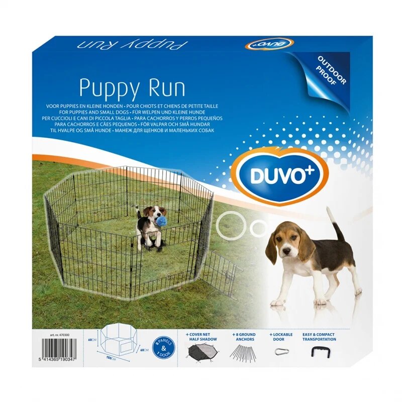 Puppyren met deur &amp; net &amp; haken zwart
