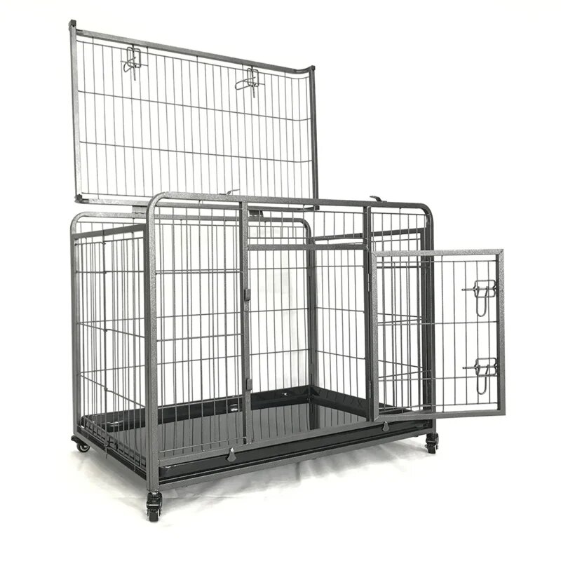 Hondenbench Duvo+ Heavy Duty M &ndash; Extra Robuuste Bench met IJzeren Frame, 2 Deuren, Veiligheidssloten &amp; Wielen 79x53x61 cm