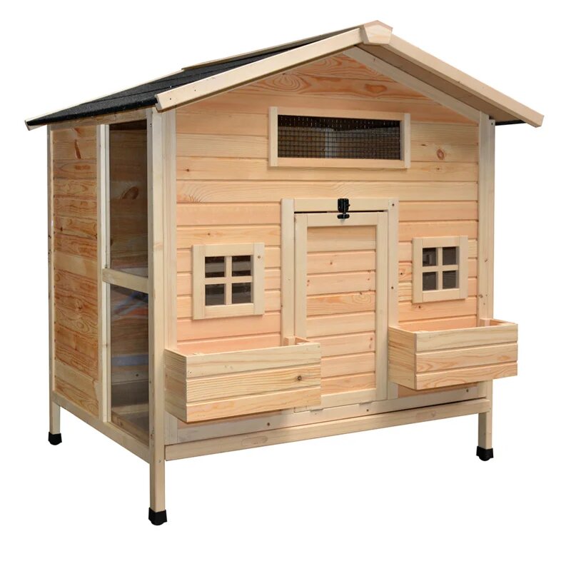 Kippenhok Woodland Colonial Pinus &ndash; Houten Kippenhok met Bloembakken voor 4 Kippen 117x102,5x125 cm