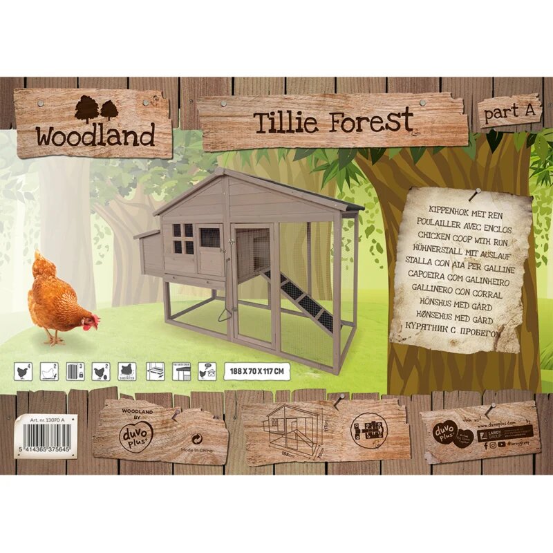 Houten Kippenhok Tillie Forest &ndash; Woodland Buitenhok voor 2-3 Kippen