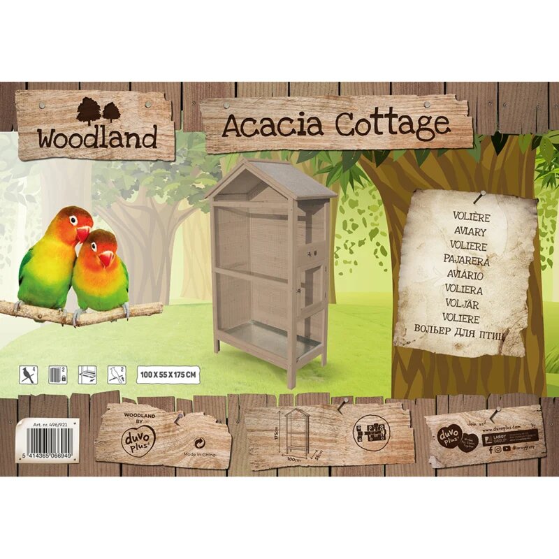 Woodland Voli&egrave;re Acacia Cottage &ndash; Houten Buitenvoli&egrave;re voor Vogels