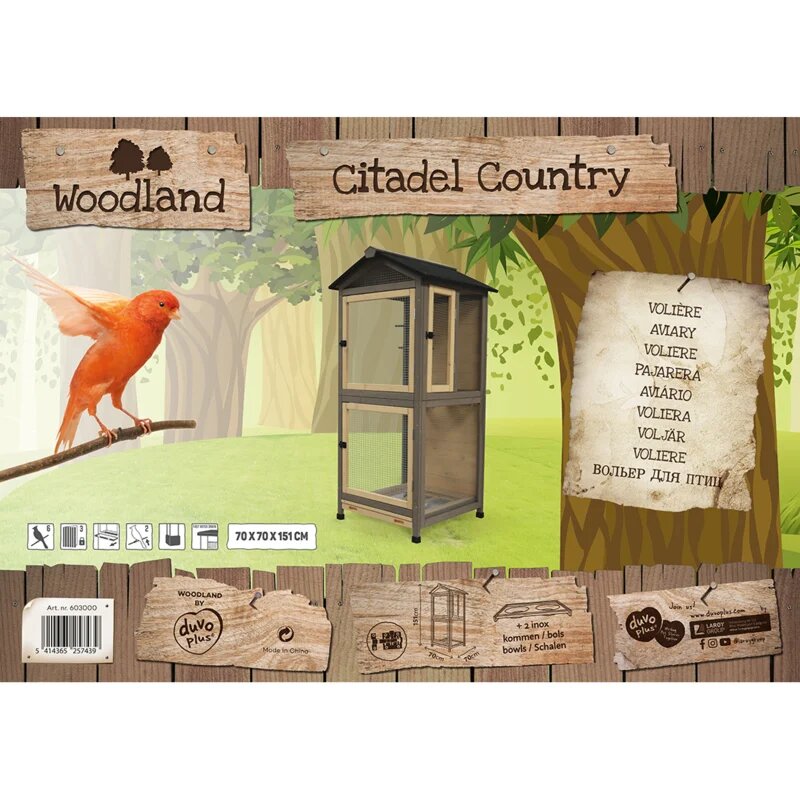 Woodland Voli&egrave;re Citadel Country &ndash; Houten Buitenvoli&egrave;re voor Vogels