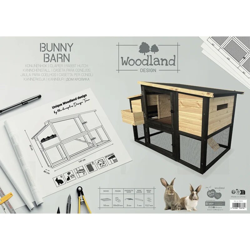 Konijnenhok Woodland Bunny Barn &ndash; Houten konijnenhok