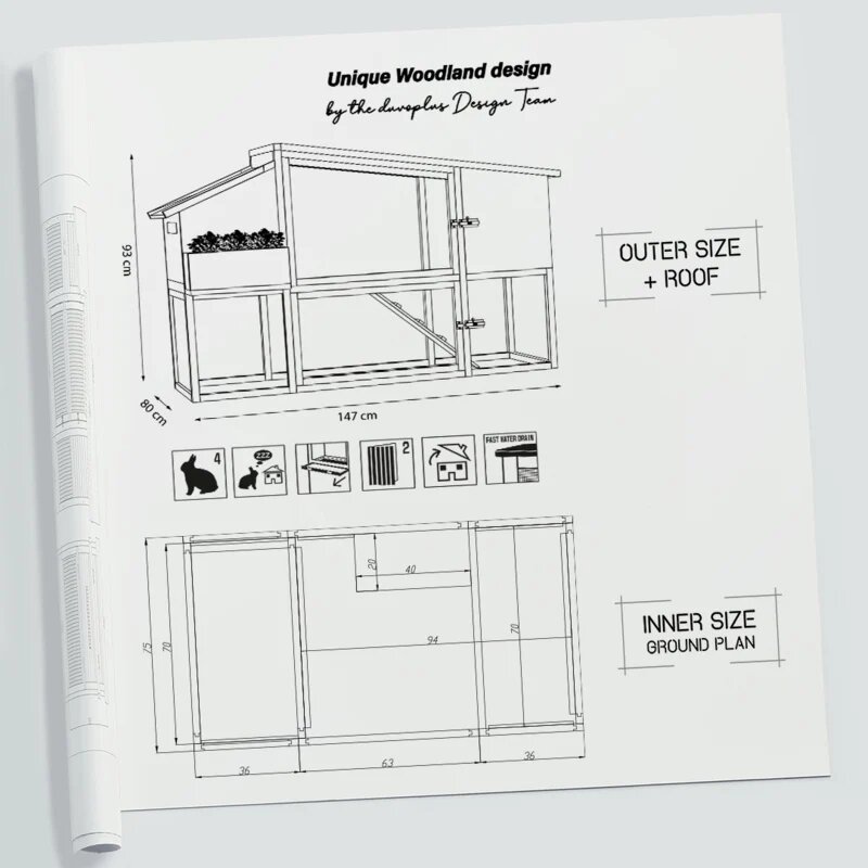 Konijnenhok Woodland Bunny Barn &ndash; Houten konijnenhok