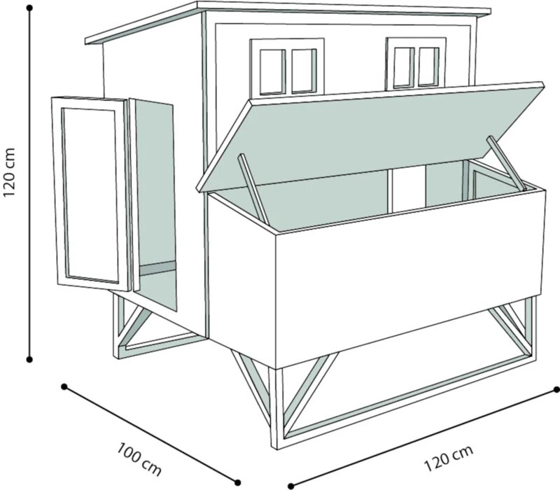 Houten Kippenhok Cosmo Cottage Grijs &ndash; Flamingo Buitenhok met Ren voor 2-3 Kippen