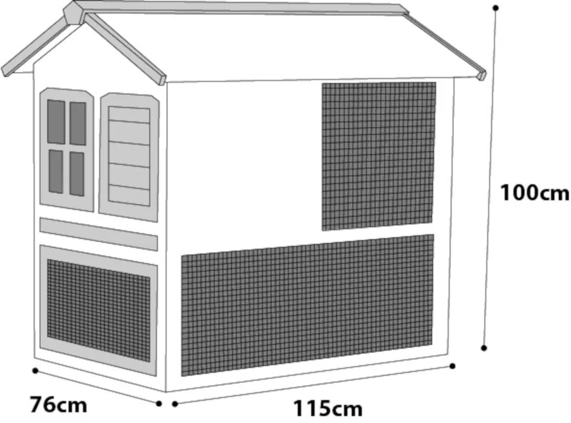 Houten Kippenhok Condo Scandic Wit &ndash; Flamingo Buitenhok met Ren voor 2-3 Kippen