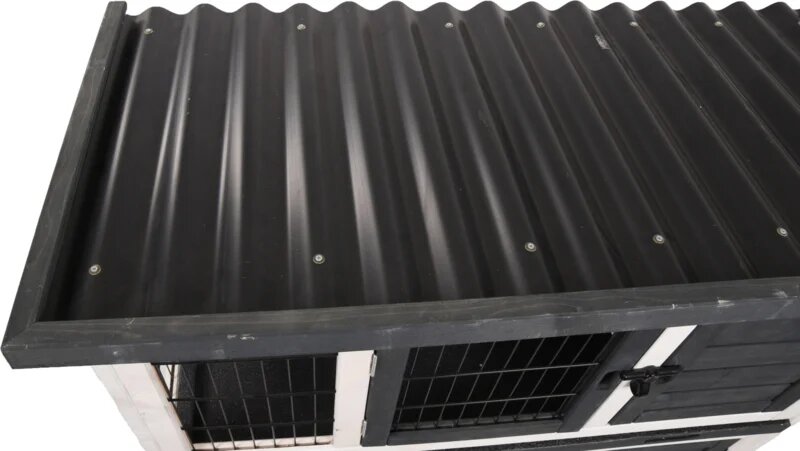 Konijnenhok Combi 1 Rustic Grijs &ndash; Compact buitenhok met verdieping