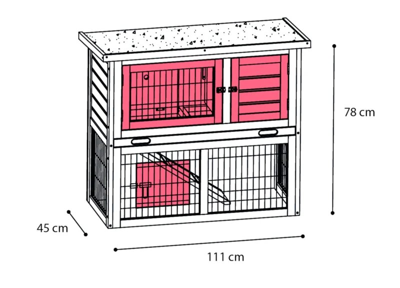 Konijnenhok Loft Urban Bruin &ndash; Houten buitenhok met 2 verdiepingen en ren