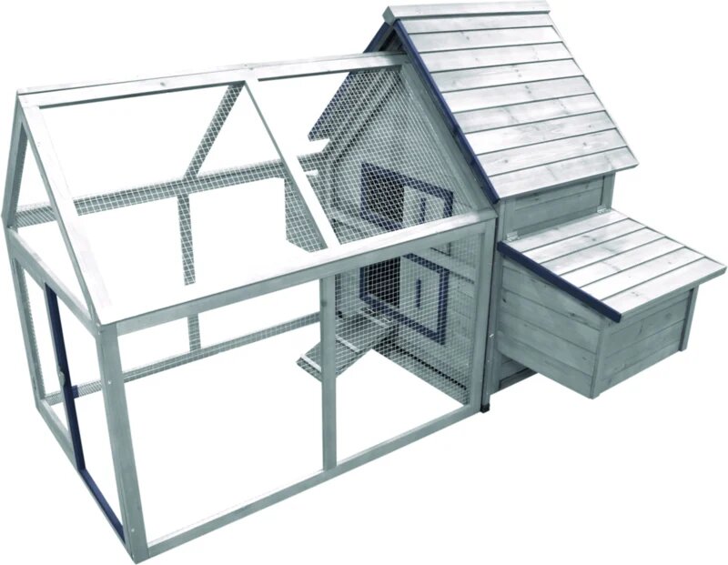 Houten Kippenhok Castle Cottage Grijs &ndash; Flamingo Buitenhok met Ren voor 2-3 Kippen
