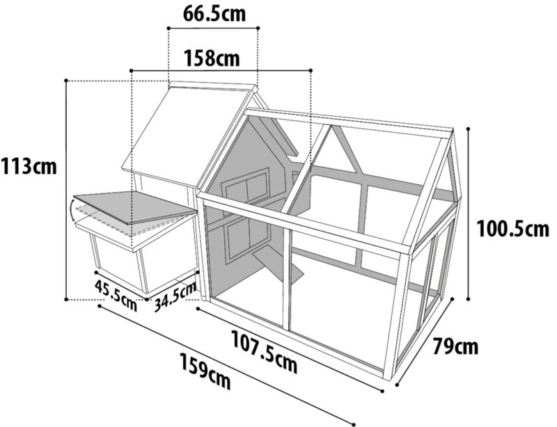 Houten Kippenhok Castle Cottage Grijs &ndash; Flamingo Buitenhok met Ren voor 2-3 Kippen