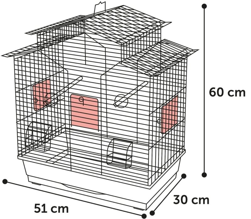Vogelkooi Numfor 1 &ndash; Taupe/Zwarte Binnenkooi voor Parkieten en Kanaries