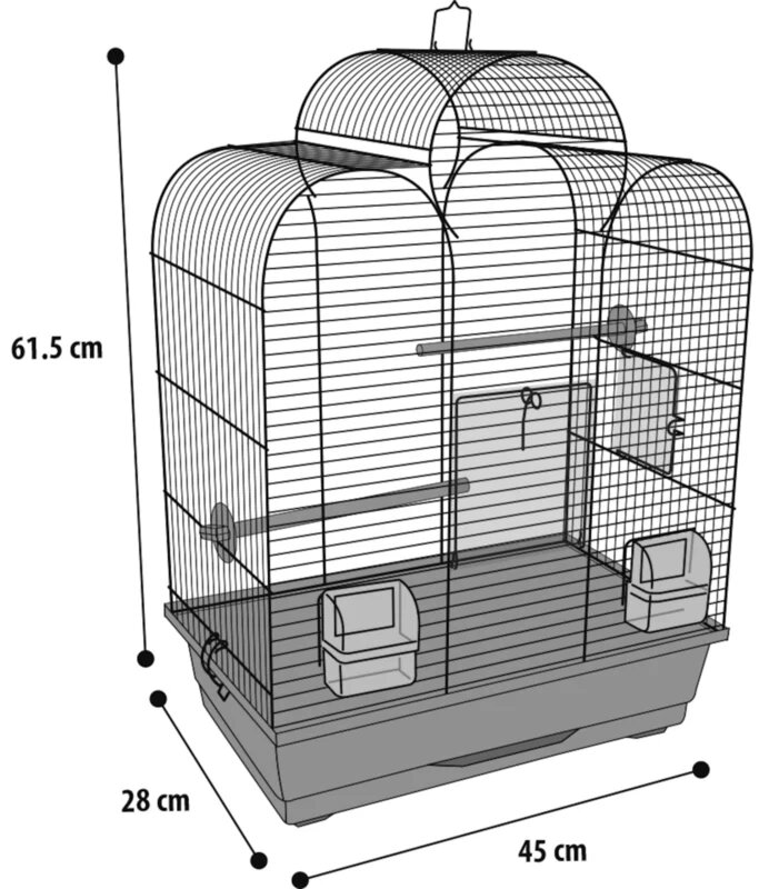 Vogelkooi Flamingo Dara Koper/Zwart &ndash; Parkietenkooi met koperen tralies 45x28x61,5 cm
