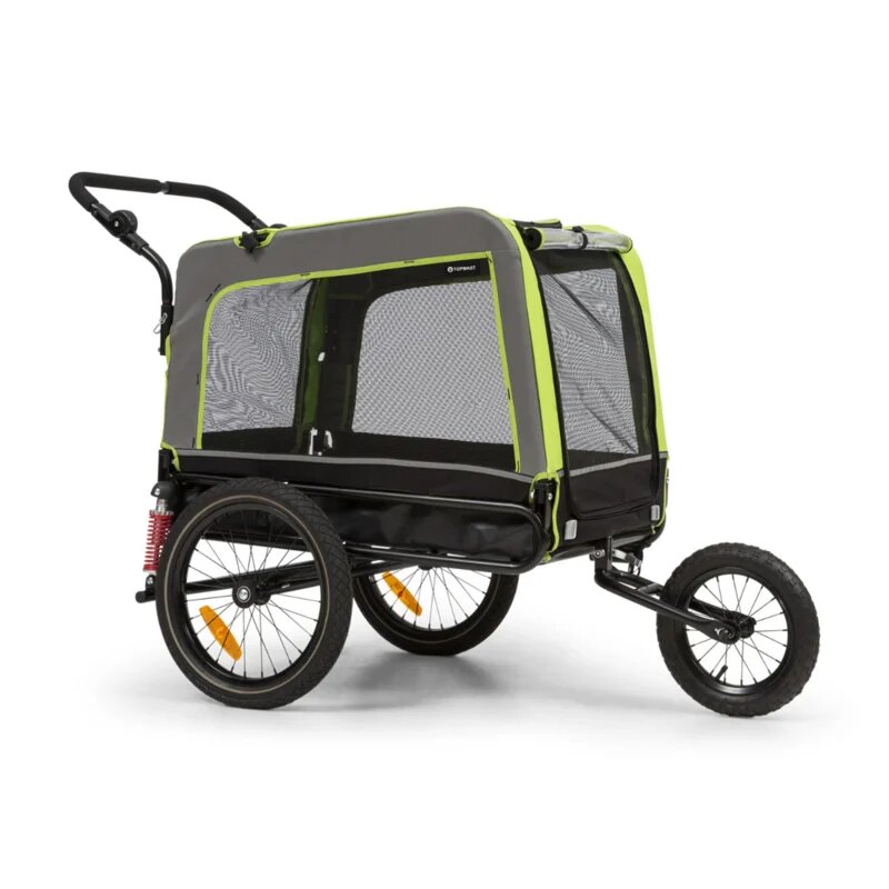 Hondenfietskar Topmast Focus 2-in-1 Oxford Groen &ndash; Hondenaanhanger &amp; Hondenbuggy voor Honden tot 40 kg