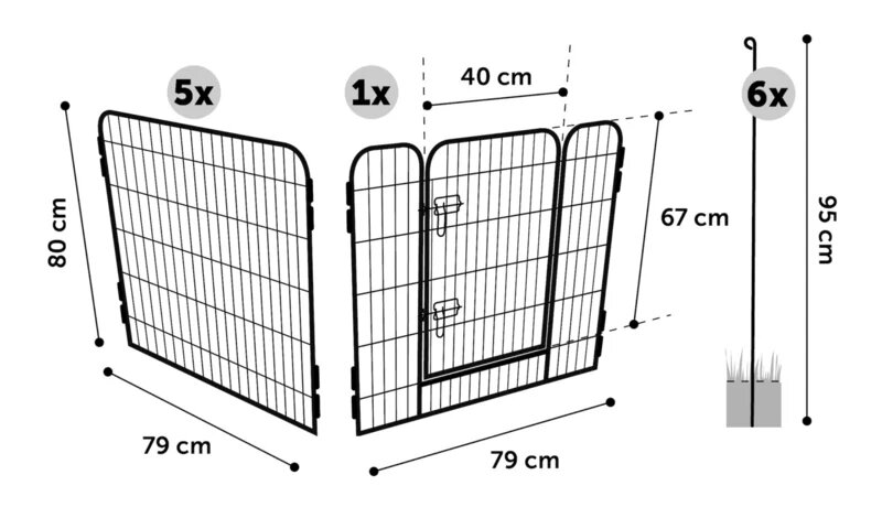 Puppyren ZECTA ZWART 162x140x80CM