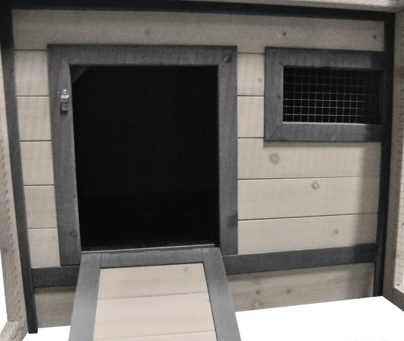Konijnenhok Grace Cottage Grijs &ndash; Houten buitenhok met ren en nachthok