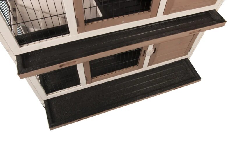 Konijnenhok Flamingo Combi 2 Urban &ndash; Dubbel Houten Buitenhok met 2 Afsluitbare Verdiepingen voor Konijnen 122x50x102 cm
