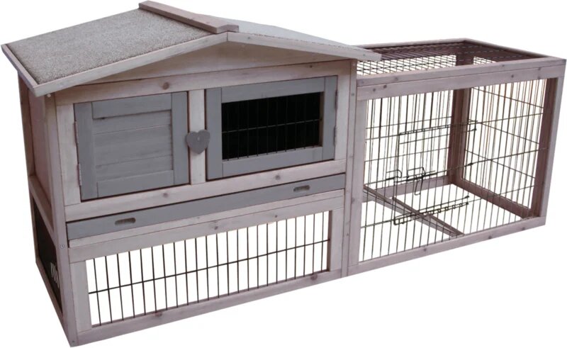 Konijnenhok Sunshine Cottage Grijs &ndash; Stijlvol buitenhok met ren