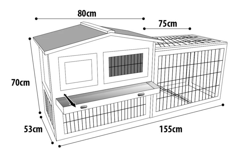Konijnenhok Sunshine Cottage Grijs &ndash; Stijlvol buitenhok met ren