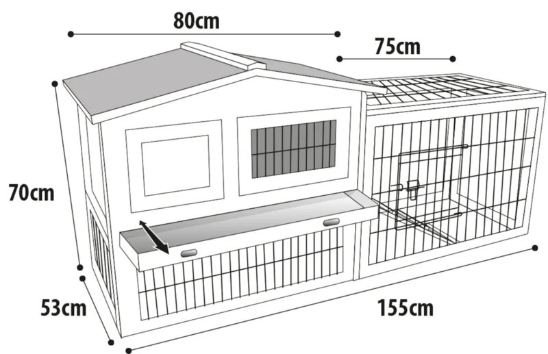 Konijnenhok Sunshine Classic Bruin &ndash; Houten buitenhok met ren en 2 verdiepingen