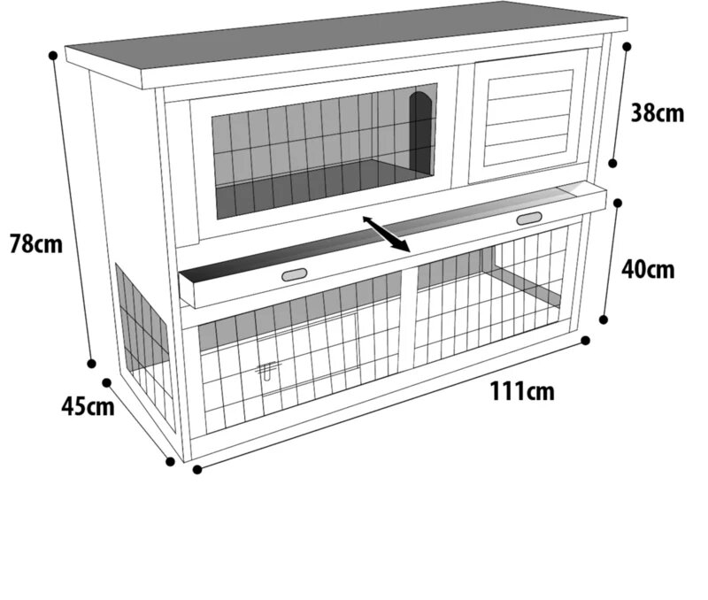 Konijnenhok Loft Classic Bruin &ndash; Klassiek houten buitenhok met ren