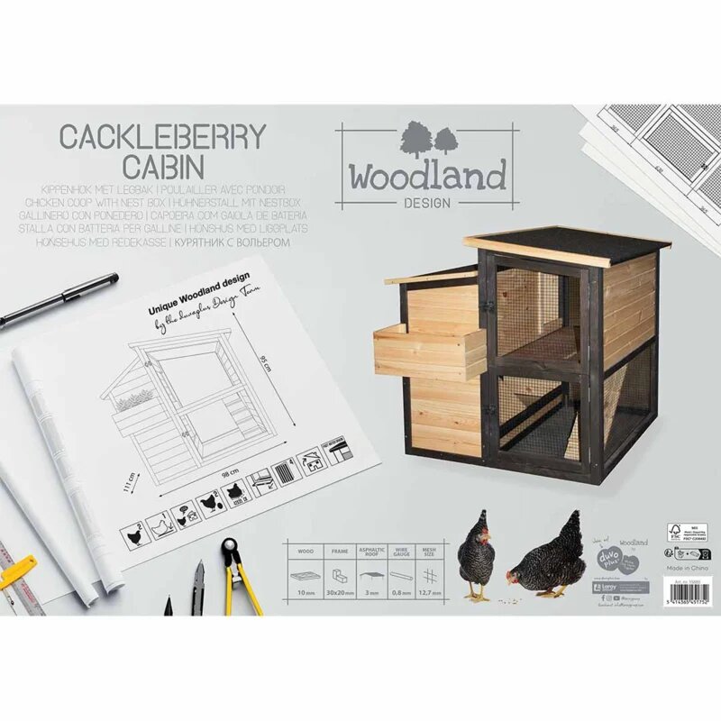Houten Kippenhok Cackleberry Cabin &ndash; Woodland Design Buitenhok voor 2 Kippen 