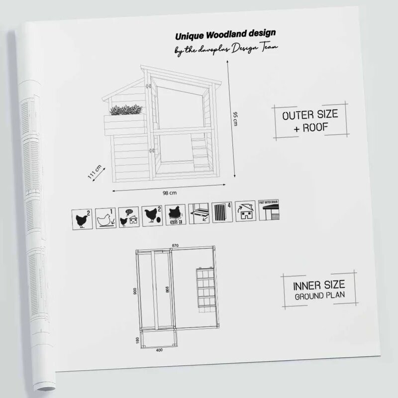Houten Kippenhok Cackleberry Cabin &ndash; Woodland Design Buitenhok voor 2 Kippen 