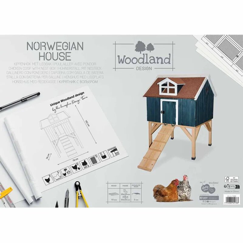 Houten Kippenhok Norwegian House &ndash; Woodland Design Buitenhok voor 2-3 Kippen