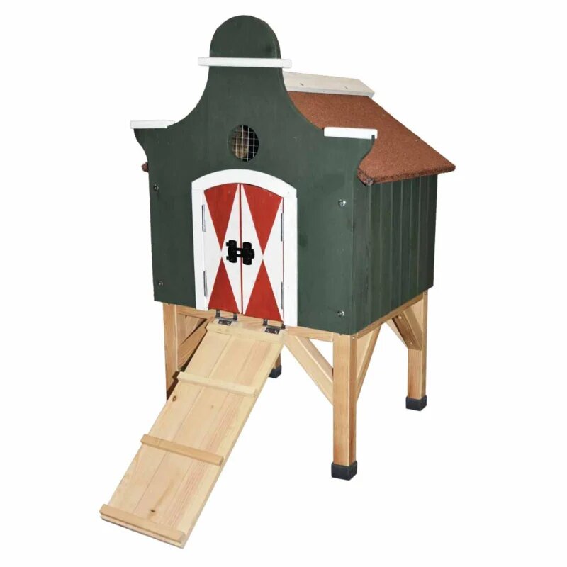Kippenhok Duvo Dutch House &ndash; Houten Kippenhok Zaanse Stijl met Loopbrugje voor 2 Kippen 71,5x76,5x118 cm