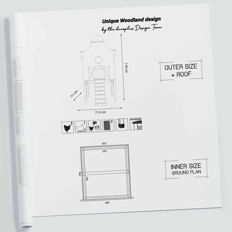 Kippenhok Duvo Dutch House &ndash; Houten Kippenhok Zaanse Stijl met Loopbrugje voor 2 Kippen 71,5x76,5x118 cm