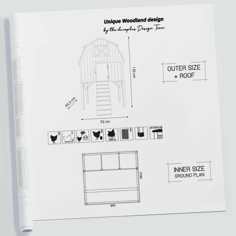 Kippenhok Woodland Design Red Barn &ndash; Houten kippenhok met legbakken
