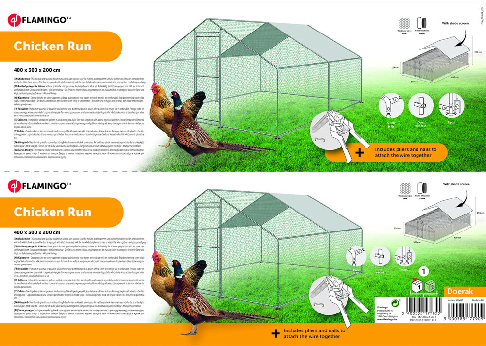 Kippenren Doerak 400 &ndash; Grote Metalen Buitenren voor Kippen en Pluimvee