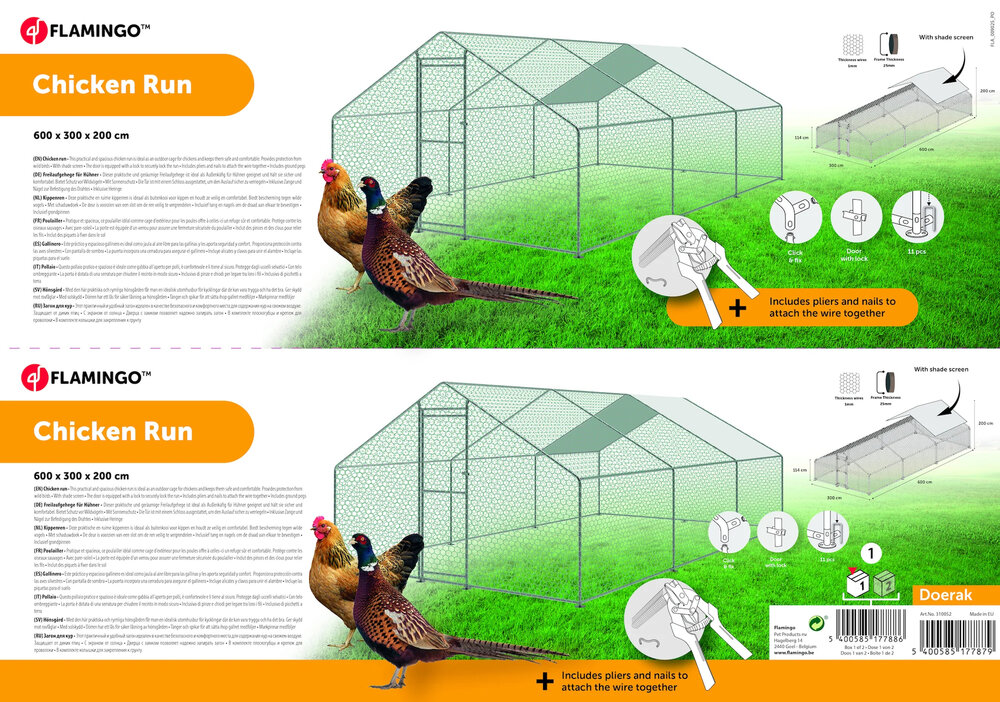 Kippenren Doerak 600 &ndash; Extra Grote Metalen Buitenren voor Kippen en Pluimvee