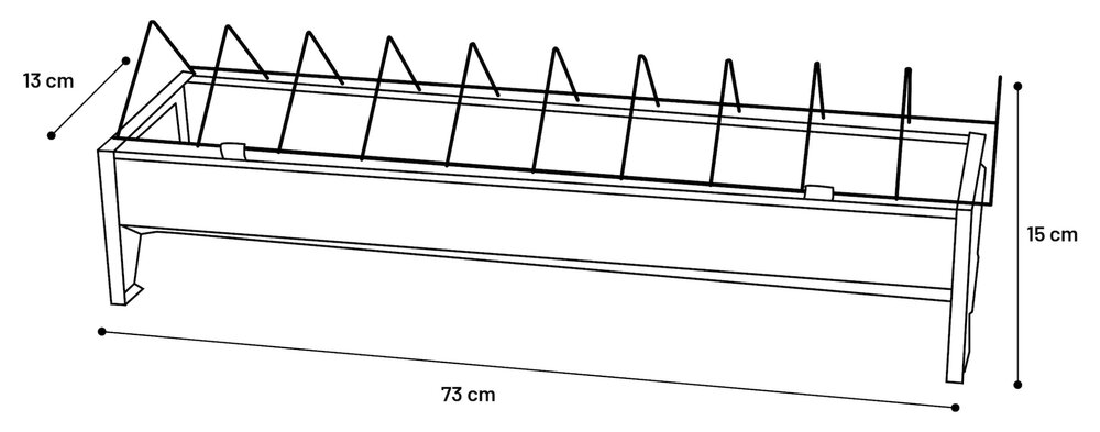 Voederbak pluimvee Herka rechthoekig zilver 73cm
