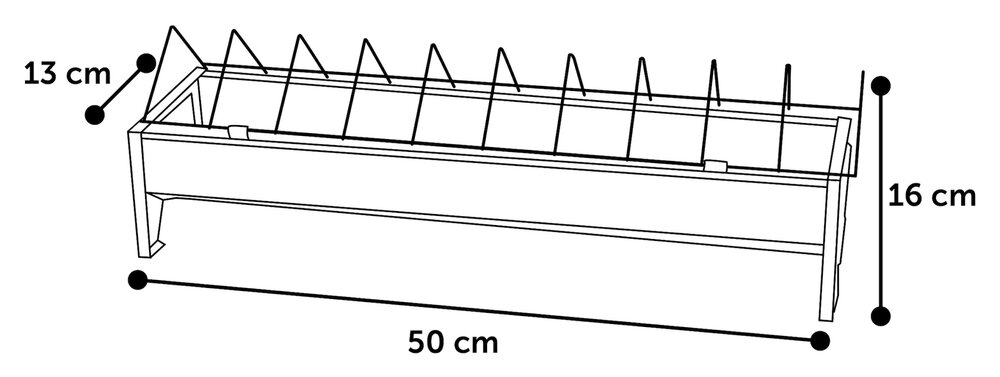 Voederbak pluimvee Herka rechthoekig zilver 50cm
