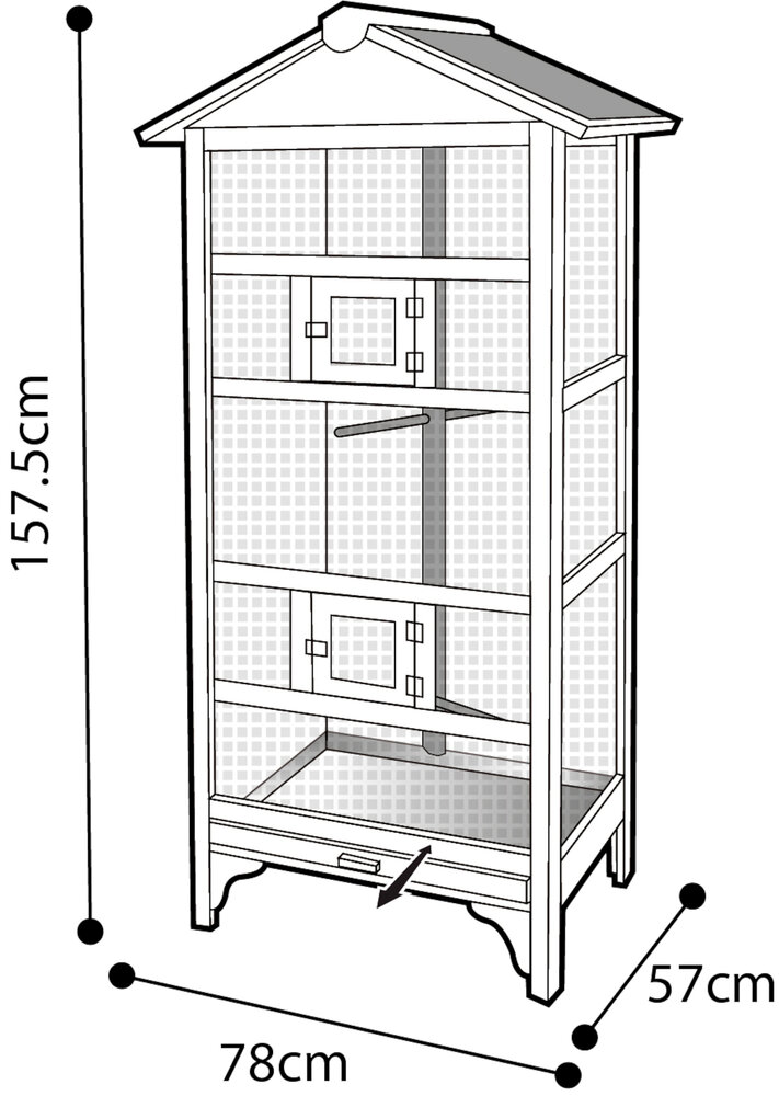 Voli&egrave;re Flamingo Classic Nevada Bruin &ndash; Houten Binnen- &amp; Buitenvoli&egrave;re met Bitumen Dak 78x57x157,5 cm