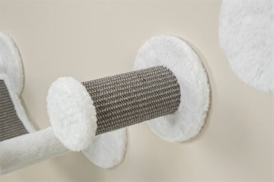 Katten Klimset Trixie voor aan de Muur Wit/Grijs &ndash; Wandklimset met Lounger, Hangmat &amp; 2 Treden, Sisal Krabvlakken