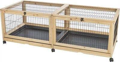Indoor Verblijf Trixie &ndash; Houten Binnenverblijf voor Cavia's &amp; Konijnen met 6 Wielen 150x50x60 cm