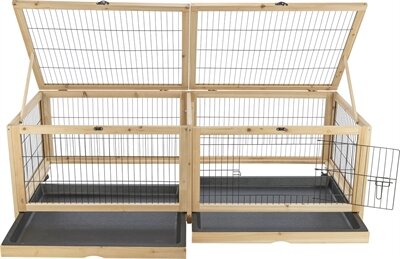 Indoor Verblijf Trixie &ndash; Houten Binnenverblijf voor Cavia's &amp; Konijnen met 6 Wielen 150x50x60 cm