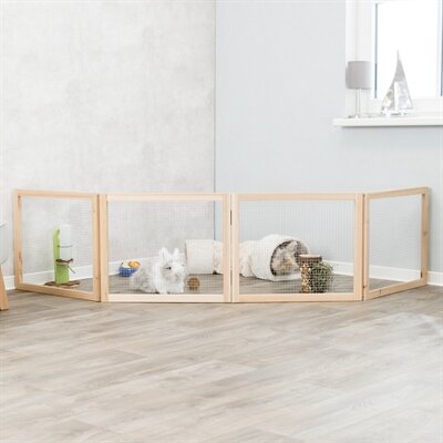 Indoor Ren Trixie 4 Panelen Hout &ndash; Binnenren voor Konijnen &amp; Knaagdieren Uitbreidbaar 60-240x50 cm