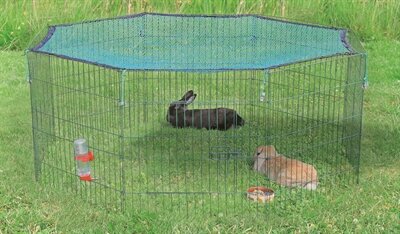 Knaagdierren Trixie Natura met Beschermnet Groen &ndash; Buitenren van 8 Panelen met Net &amp; Zonwering &Oslash; 150 cm