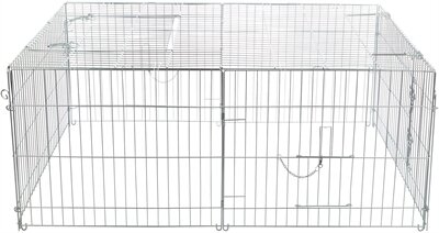 Knaagdierren Trixie Natura met Dak Gegalvaniseerd Metaal &ndash; Buitenren met Afdekking, 2 Valdeuren &amp; Haringen 144x58x116 cm