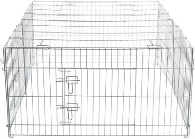 Knaagdierren Trixie Natura met Dak Gegalvaniseerd Metaal &ndash; Buitenren met Afdekking, 2 Valdeuren &amp; Haringen 144x58x116 cm